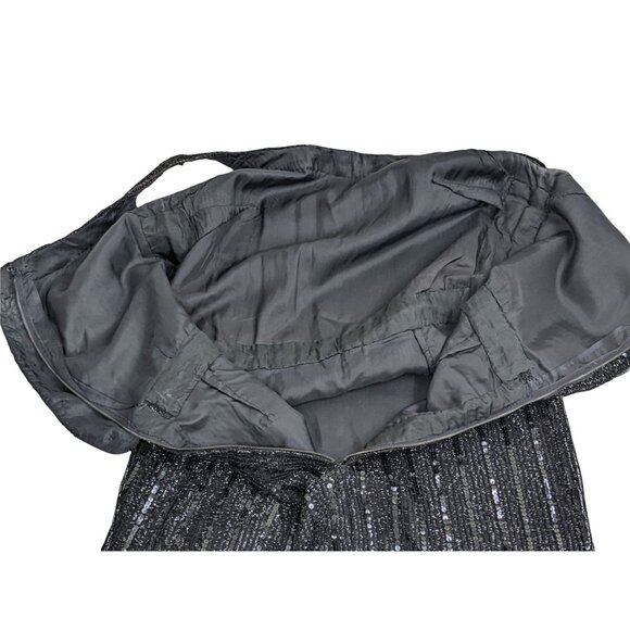 Vintage Judith Imports Black Sequined Sleeveless Dress Made In France Size 42 - Picture 7 of 13